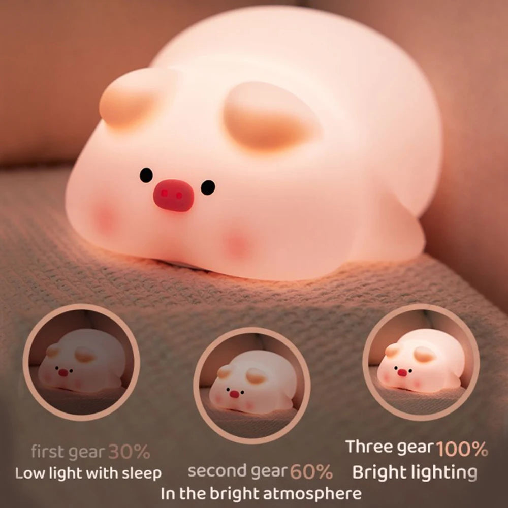 Cute Lion Night Light Rechargeable 3 Level Dimmable Silicone Sleeping Light Bedside Lamp Nursery Nightlights for Bedroom