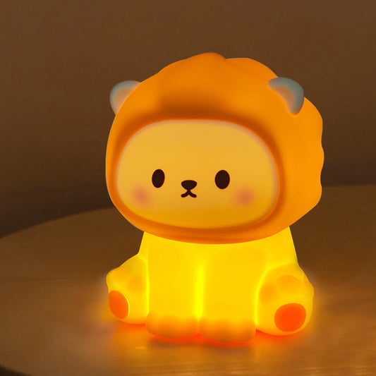 Cute Lion Night Light Rechargeable 3 Level Dimmable Silicone Sleeping Light Bedside Lamp Nursery Nightlights for Bedroom